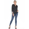 Women's Pleated Long Sleeve Leaf Print Blouse - White Mark - 4 of 4