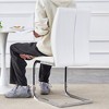 AZL1 Life Concept Accent Chairs Luxury Simple Arch Chair Set of 4 White PU Material High Resilience, Arched Metal Silver Leg, White, 17.5"*17.3"*39" - 4 of 4