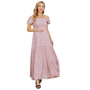 Women's Smocked Elastic Waist Tiered Maxi Dress - 1 of 1