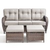 Buenhomino 3 Pieces Patio Furniture Sofa Set-Outdoor Wicker Patio Couch with Multifunctional Ottoman and All-Weather Patio Conversation Set - 3 of 4