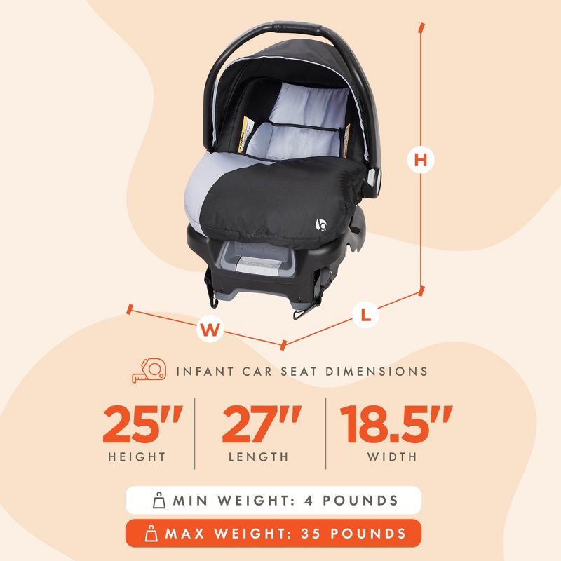 Baby Trend Ally Newborn Baby Infant Car Seat Carrier Travel System with Harness Up to 35 Pounds, 3 of 9