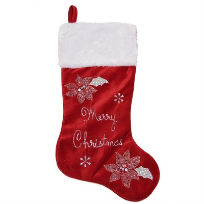 Northlight 16 Red And White Merry Christmas Snowflake Embroidered Christmas  Stocking : Target