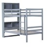 Okak Twin over Twin Bunk Bed with Storage Shelves, 2-In-1 Rubber Wood Kids Bunk Beds with Safety Guardrails and Ladder, Twin Bed for Bedroom - 4 of 4
