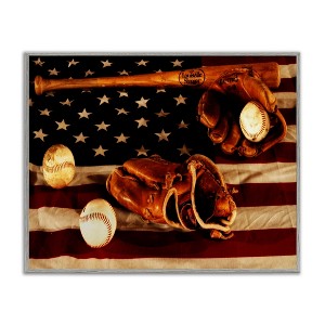 Stupell Industries Vintage American Flag Baseball Photo Framed Giclee Art - 1 of 4