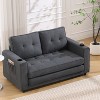 3-in-1 Upholstered Futon Sofa Convertible Sofa bed,Foldable Tufted with Pull Out Sleeper Couch Bed,Love Seat Daybed W/Side Pockets and Cup Holder,Gray - 3 of 4