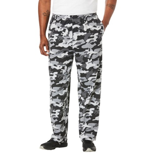 KingSize Men's Big & Tall Lightweight Jersey Open Bottom Sweatpants - Tall  - L, Heather Charcoal Camo Black