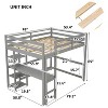 NicBex Full/Queen Size Wood Loft Bed with Built-in Desk,Safety Guardrails and Ladder for Kids Teens Adults - 3 of 4