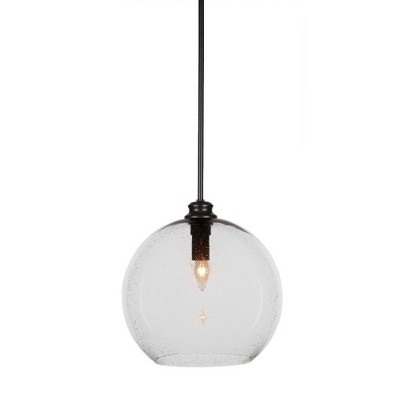 Toltec Lighting Kimbro 1 - Light Pendant in  Matte Black with 13.75" Clear Bubble Shade