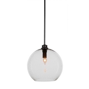 Toltec Lighting Kimbro 1 - Light Pendant in  Matte Black with 13.75" Clear Bubble Shade - 1 of 1