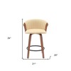 HomeRoots 26" Cream and Wood Brown Faux Leather with Solid Wood Swivel Counter Height Bar Chair - 3 of 4