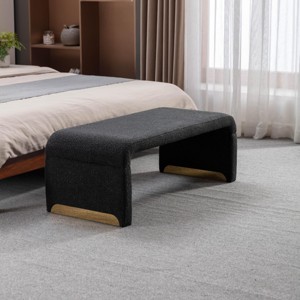 Bedroom Foot Bench End Of Bed Bench,Brown Window Bench,Upholstered Footrest Stool With Gold Metal Legs,Boucle Ottoman Bench-Maison Boucle - 1 of 4