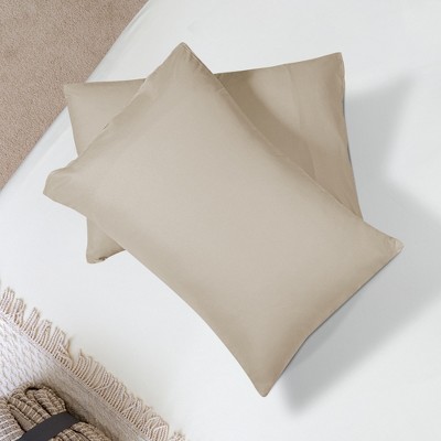 Khaki King Size Brushed Microfiber Pillow Cases with Envelope Closure