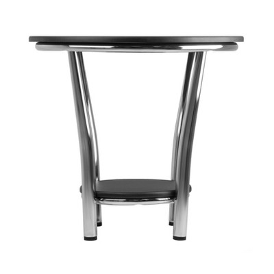 Contemporary Glam Maya Round Black End Table with Metal Legs