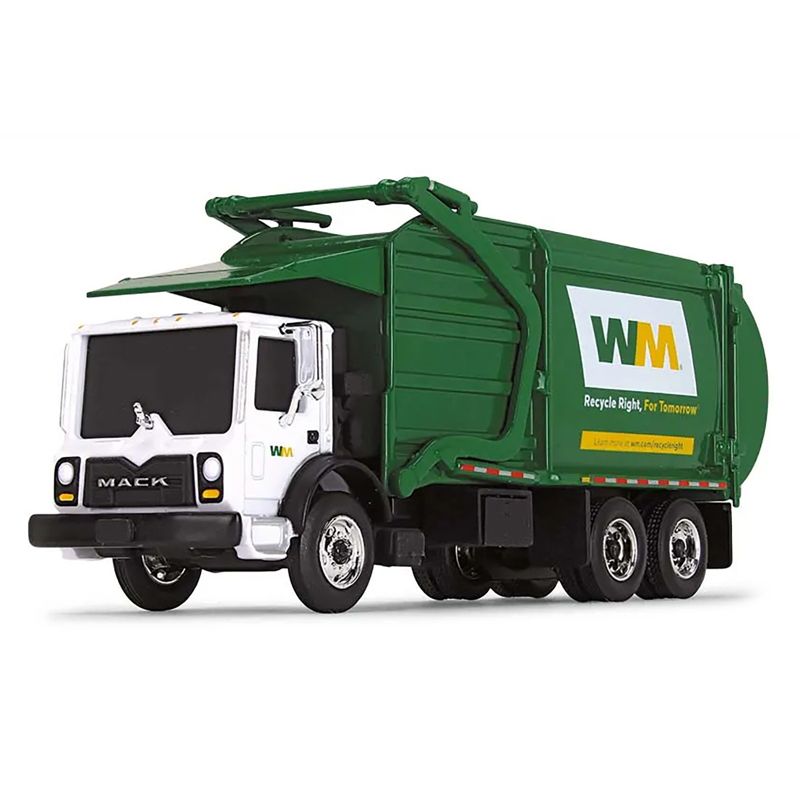 Mack TerraPro Refuse Garbage Truck with Front Loader "Waste Management" White and Green 1/87 (HO) Diecast Model by First Gear, 2 of 4
