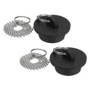 Unique Bargains Rubber Beaded Chain with Pull Ring Durable Drain Stopper 2 Pcs - 1 of 4