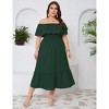 Women Plus Size Off Shoulder Maxi Dress Ruffle Flowy Summer Casual Boho Long Dresses - 3 of 4