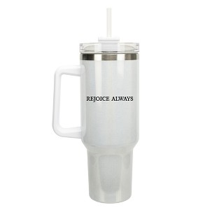 100 North Rejoice Always In His Name Faith Wrap-Around 40 Oz. Stainless Steel Water Bottle Coffee Mug, Spill & Leak Resistant, Travel Tumbler with - 1 of 4