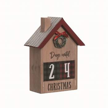 Transpac Wood Multicolored Christmas House Countdown Calendar Set of 3