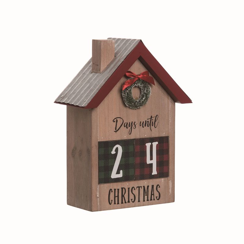 Transpac Wood Multicolored Christmas House Countdown Calendar Set of 3, 1 of 2