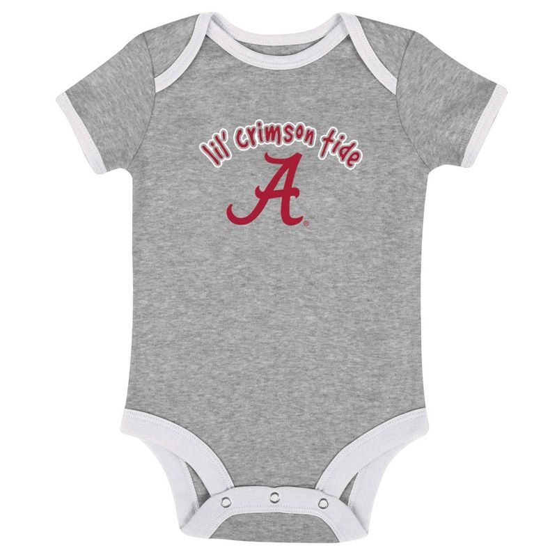 NCAA Alabama Crimson Tide Infant Boys&#39; Short Sleeve 3pk Bodysuit Set, 4 of 5