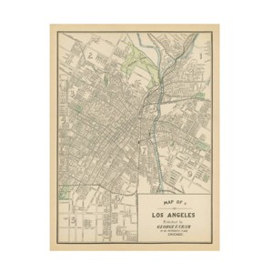 14" x 19" Wild Apple Portfolio 'Map of Los Angeles' Unframed Canvas Art - Trademark Fine Art: Giclee Gallery-Wrapped, Modern Decor - 1 of 4