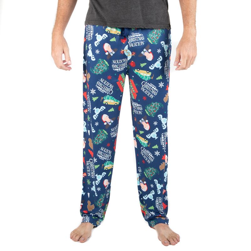 CHRISTMAS VACATION Logo All Over Print Mens Pajama Sleep Pants Loungewear, 1 of 3