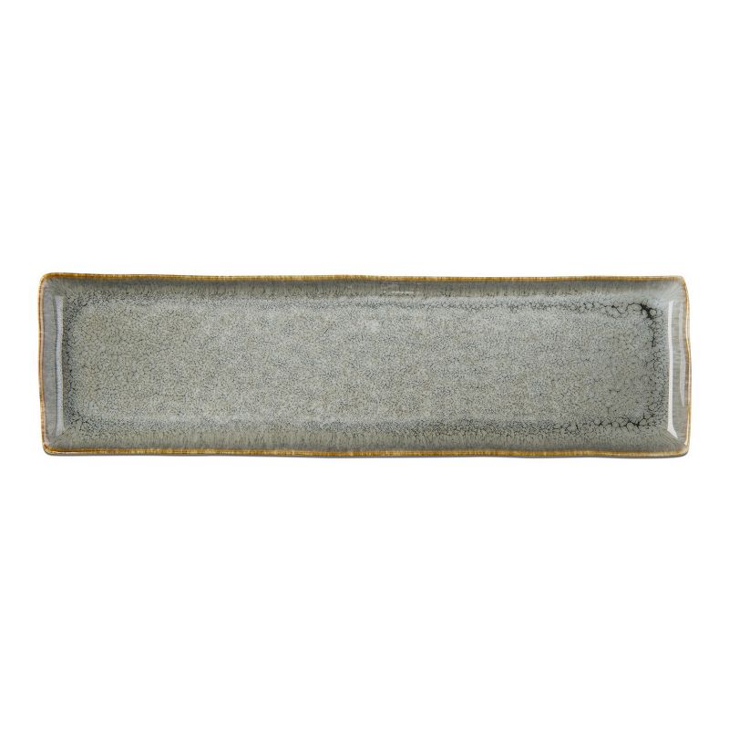 tagltd Gray Reactive Glaze Stoneware Snack Serving Platter, 14L inches, Dishwasher Safe, 1 of 4