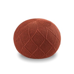 ARTPLAN Round Pouf Ottoman Home knit Floor Foot Pouf Woven Stool For Living Room, Lounge and Bedroom - 1 of 4