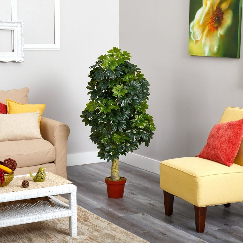 Nearly Natural 5-ft Schefflera Artificial Tree (Real Touch), 2 of 4
