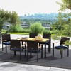 Outsunny 7 Pieces Patio Dining Set Wicker Outdoor Dining Set w/ Acacia Wood Table Top, Cushions, for Backyard, Balcony, Garden, Deck, Black - image 2 of 4