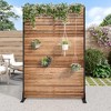 MAYEERTY 72 inch Room Divider with Galvanized Frame Wood Gain Privacy Screen Garden Fence Patio Beige - 2 of 4