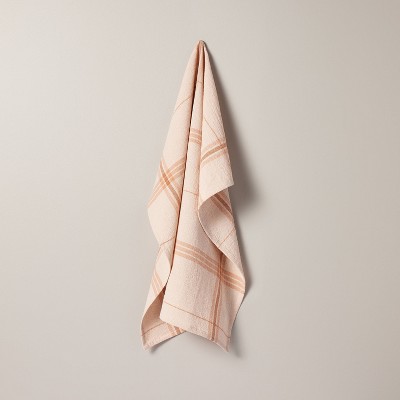 Hearth & Hand Magnolia Stripe Plaid Tan Cotton Oversized Kitchen Towels Set  of 2