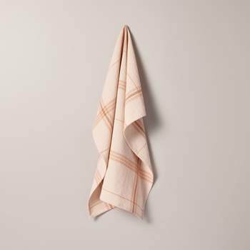 Tri-Stripe Plaid Flour Sack Kitchen Towel Blush/Tan - Hearth & Hand™ with Magnolia