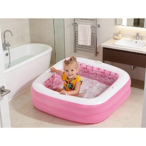 Jasonwell 34"x10" Inflatable Baby Pool for Toddlers 1-3, Soft Floor, Handles & Drain, Blow-up Bathtub & Ball Pit, Pink Summer Toy - 1 of 4
