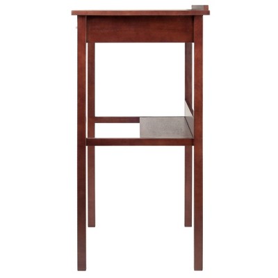 Transitional Walnut High Standing Desk with Drawer, 27.95" W