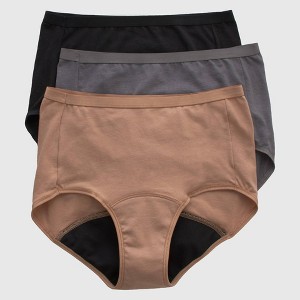 Hanes Women's 3pk Comfort Period Briefs, Moderate Leaks - Neutrals - 1 of 4