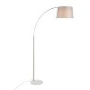 LumiSource March Contemporary Floor Lamp in White Marble and Nickel with Gray Linen Shade: Metal Body, Push Button Foot Switch - 2 of 4