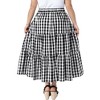 Women's Plus Size 1950s Gingham Plaid Tiered Layer Flowy Vintage Casual Maxi A Line Skirts with Pockets - Agnes Orinda - 4 of 4
