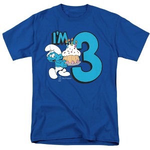 Smurfs Birthday I'M 3 Adult T-Shirt Royal - 1 of 4