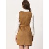 INSPIRE CHIC Women's Faux Suede Round Neck Zipper Sleeveless Tie Waist Pinafore Dress - 3 of 4