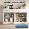 55 Inch Wide Sideboard Buffet Cabinet with 4 Acrylic Doors & 2 Drawers, Farmhouse Kitchen Storage Cabinet, Wooden Console Table for Home Office White - 4 of 4