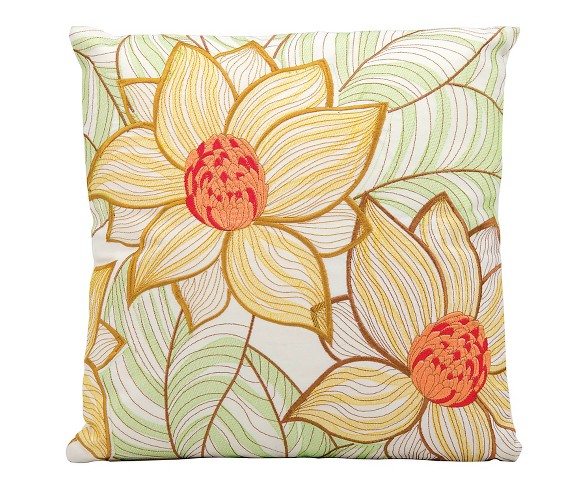 Yellow Floral Indoor/Outdoor Throw Pillow (18"x18") - Nourison