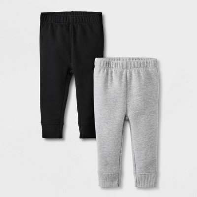 Image of Baby Girls' 2pk Fleece Jogger Pants - Cat & Jack™ Black/Gray 3-6M