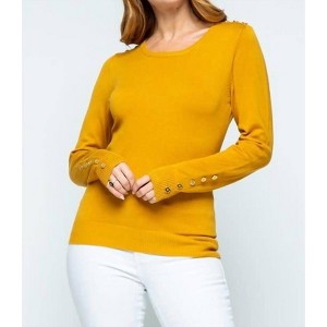Women's Button Shoulder & Sleeve Sweater - Cielo - 1 of 2