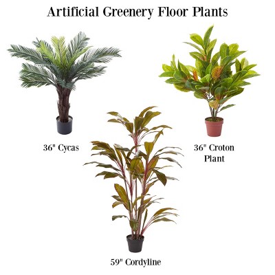 Lush Green 3-Foot Faux Cycas Palm Tree in Plastic Pot