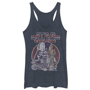 Women's Star Wars Vintage Droid Circle Racerback Tank Top - 1 of 3
