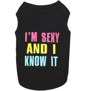 Parisian Pet 'Sexy and I Know It' Dog & Cat Shirt – Humorous Embroidered Novelty Pet Apparel, Comfortable & Stylish – Black - 1 of 4