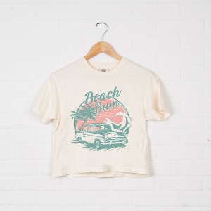 Simply Sage Market Women's Beach Bum Vintage Car Short Sleeve Relaxed Fit Cropped Tee - 1 of 3