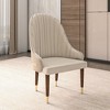 LeisureMod Dining Chair Upholstered in Leather Ripple Back Design with Rubberwood Frame and Legs with Gold Accents Elara Collection - 2 of 4