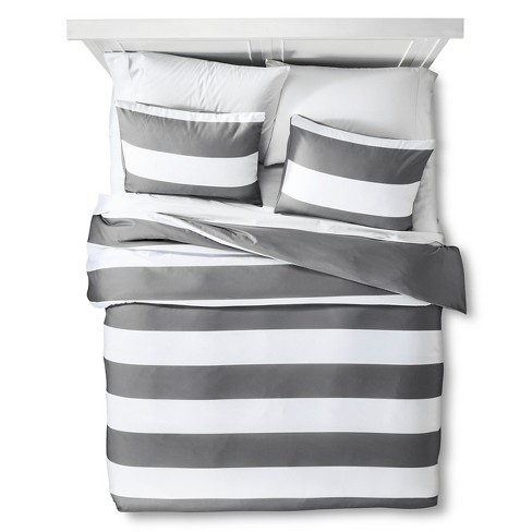 Gray Rugby Stripe Duvet Cover Set Twin Room Essentials Target